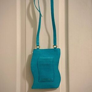 Charlotte Stone Olas cross-body leather bag, pool blue- NWT
